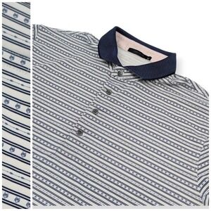 Greyson Path Less Traveled Polo Shirt Mens XL Blue White Stripe Golf Performance